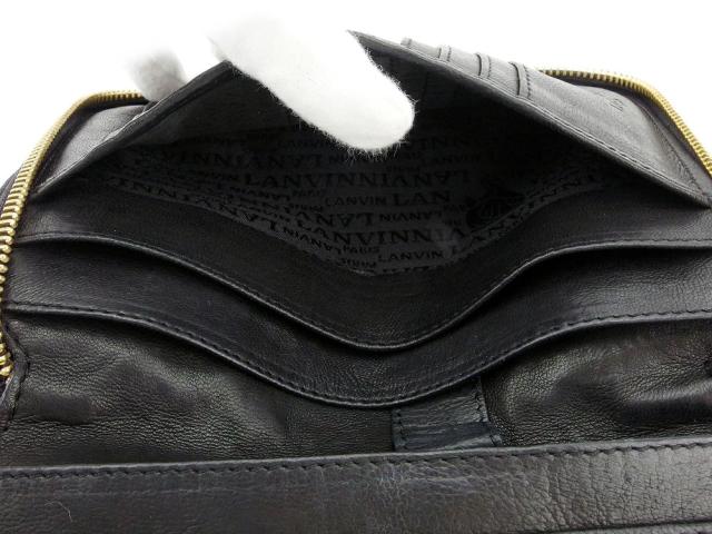 【30％OFF★土日ひと休み大売り出し】ランバン LANVIN クラッチバッグキルティング ウォレット 紙入れ 黒いこと ゴールド レディース 中古