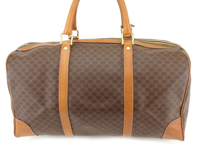 【30％OFF★週末タイムSALE】セリーヌ CELINE ボストンバッグマカダム ブラウン ベージュ ゴールド レディース 中古_1