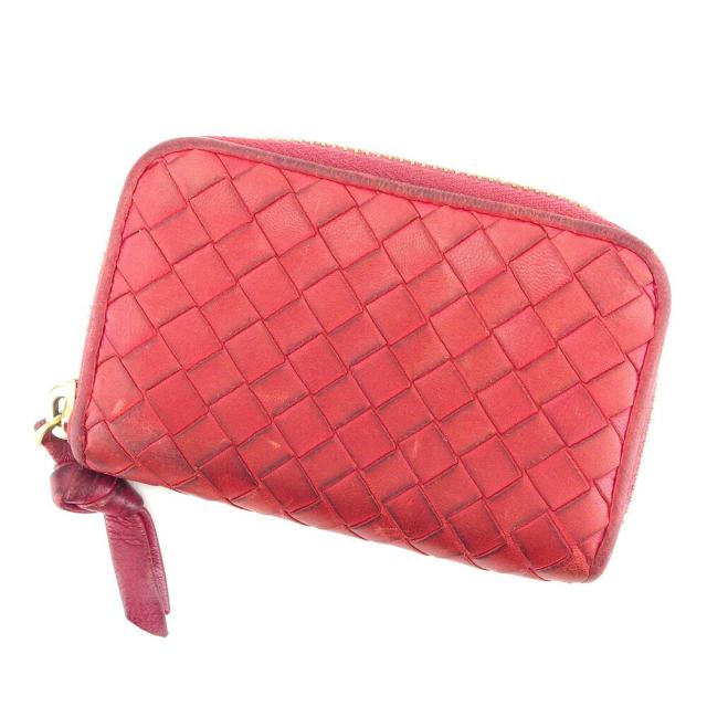 【BIGお買い物ラリー★30%OFFセール中】ボッテガヴェネタ BOTTEGAVENETA ケースイントレチャート レッド ゴールド レディース 中古