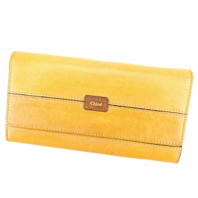 【BIGお買い物ラリー★30%OFFセール中】クロエ Chloe 長財布エテル オレンジ ブラウン ゴールド レディース 中古