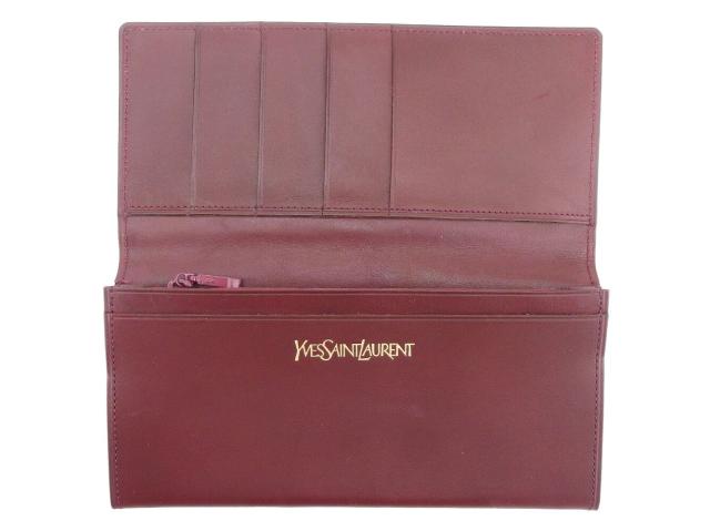 サンローラン SAINT LAURENT 長財布YSLロゴ ボルドー レディース 中古_4