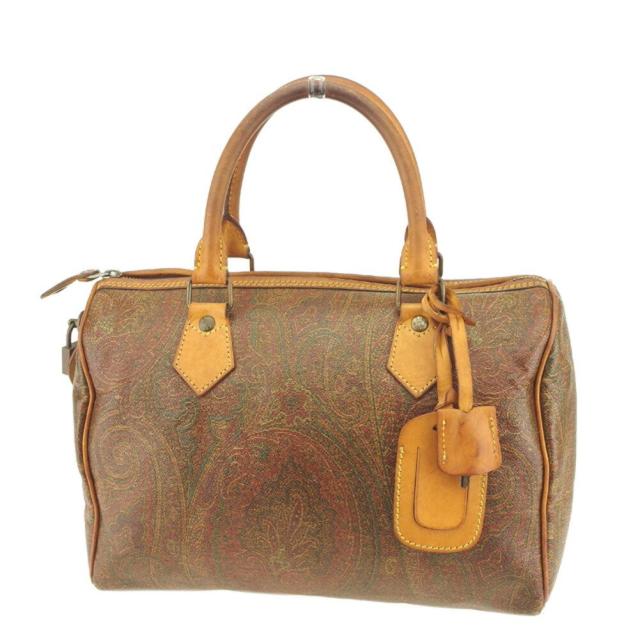 【BIGお買い物ラリー★30%OFFセール中】エトロ ETRO ボストンバッグペイズリー ブラウン ベージュ系 レディース 中古