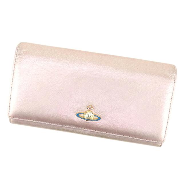 【X'masセール★30%OFF】ヴィヴィアンウエストウッド Vivienne Westwood 長財布オーブ ピンク ゴールド系 レディース 中古
