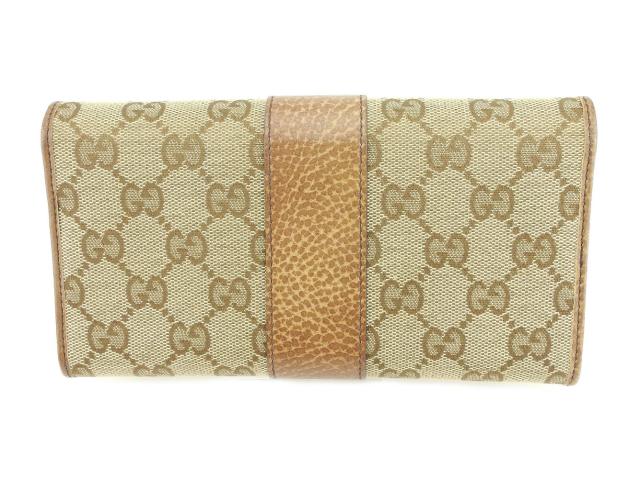 【GWタイムセール】グッチ GUCCI 長財布ＧＧキャンバス ブラウン　ベージュ レディース 中古_1