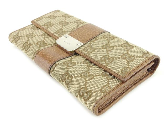 【GWタイムセール】グッチ GUCCI 長財布ＧＧキャンバス ブラウン　ベージュ レディース 中古_2