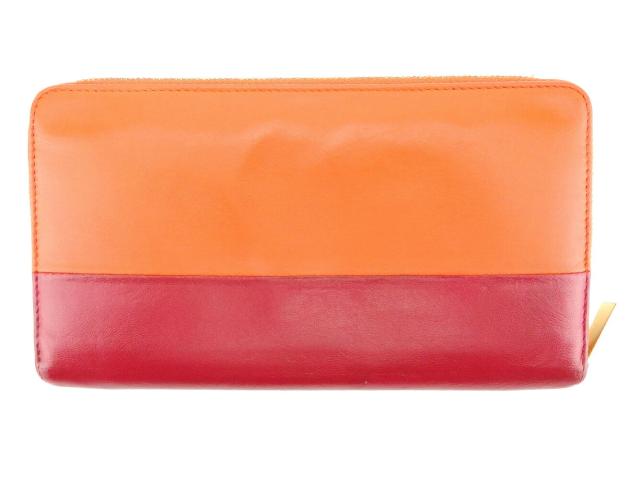 【BIGお買い物ラリー★30%OFFセール中】セリーヌ CELINE 長財布 オレンジ　レッド レディース 中古 セリーヌ CELINE 長財布 オレンジ レッド レディース 中古