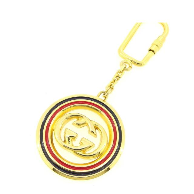【BIGお買い物ラリー★30%OFFセール中】グッチ GUCCI キーホルダーインターロッキング ゴールド レディース 中古