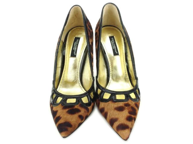 【週末セール★30％OFF】ドルチェアンドガッバーナ DOLCE&GABBANA パンプスレオパード #35ハーフ ブラウン ブラック レディース 中古_1