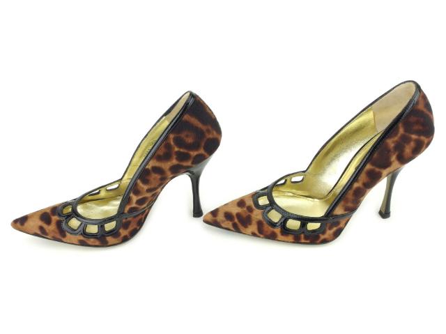 【週末セール★30％OFF】ドルチェアンドガッバーナ DOLCE&GABBANA パンプスレオパード #35ハーフ ブラウン ブラック レディース 中古_5