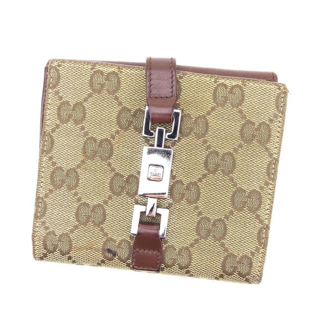 GUCCI 二つ折り財布 ベージュ ブラウン グッチ GUCCI 二つ折り財布 GG柄 ブラウン ベージュ レディース 中古