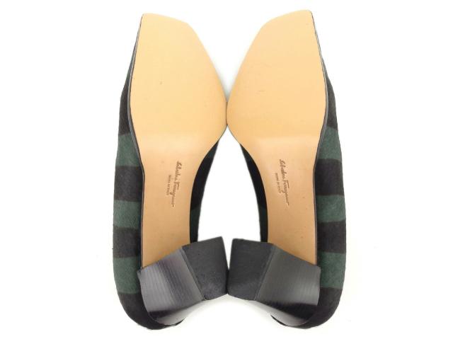 【30％OFF★土日ひと休み大売り出し】サルヴァトーレフェラガモ Salvatore Ferragamo パンプス #6 黒いこと 緑であること レディース 中古
