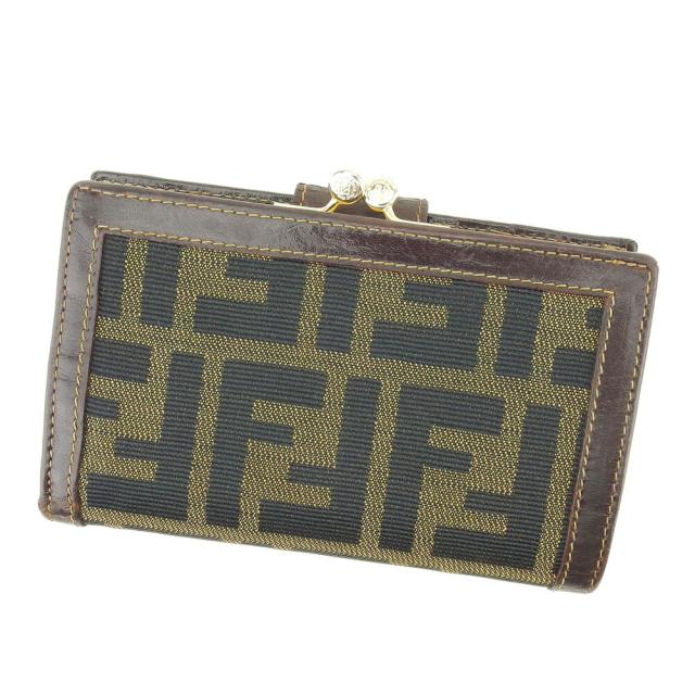 【BIGお買い物ラリー★30%OFFセール中】フェンディ FENDI 二つ折り財布ズッカ ブラック ベージュ ブラウン レディース 中古