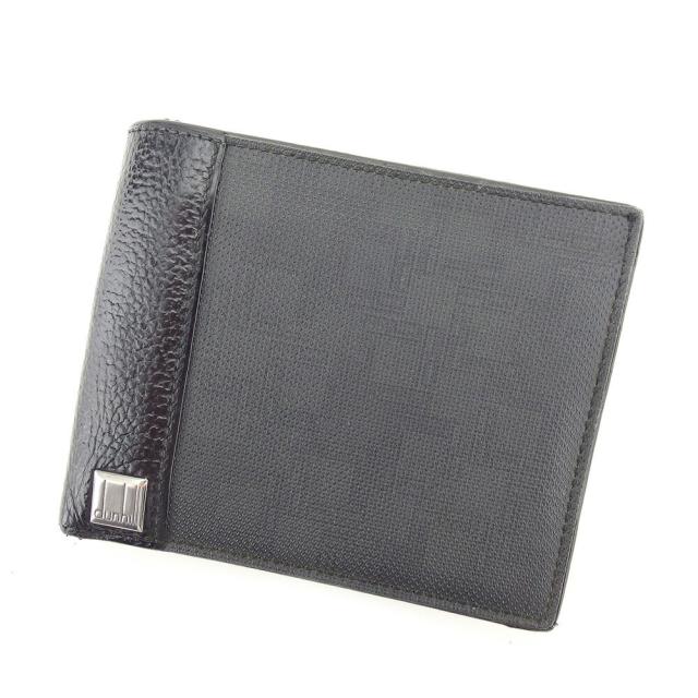 【BIGお買い物ラリー★30%OFFセール中】ダンヒル Dunhill 二つ折り財布ディーエイト ブラック グレー 灰色 シルバー レディース 中古
