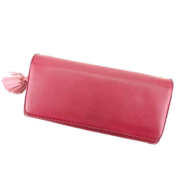 【BIGお買い物ラリー★30%OFFセール中】ロエベ LOEWE 長財布アナグラム レッド レディース 中古