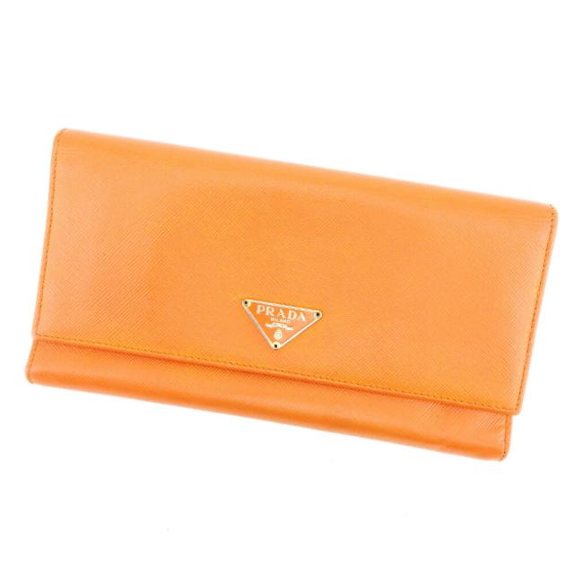 【BIGお買い物ラリー★30%OFFセール中】プラダ PRADA 長財布 オレンジ レディース 中古