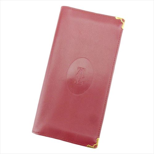 【BIGお買い物ラリー★30%OFFセール中】カルティエ CARTIER 札入れマストライン ボルドー レディース 中古