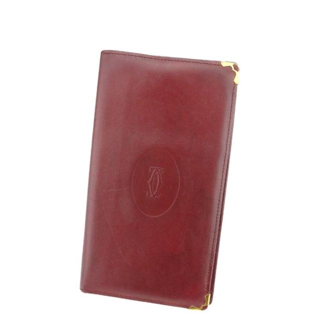 【X'masセール★30%OFF】カルティエ CARTIER 札入れマストライン ボルドー ゴールド レディース 中古
