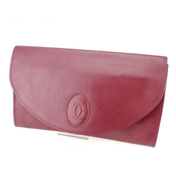 【BIGお買い物ラリー★30%OFFセール中】カルティエ CARTIER クラッチバッグマストライン ボルドー レディース 中古