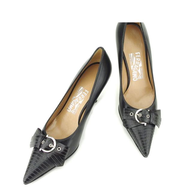 【BIGお買い物ラリー★30%OFFセール中】サルヴァトーレフェラガモ Salvatore Ferragamo パンプスガンチーニ #6 ブラック レディース 中古