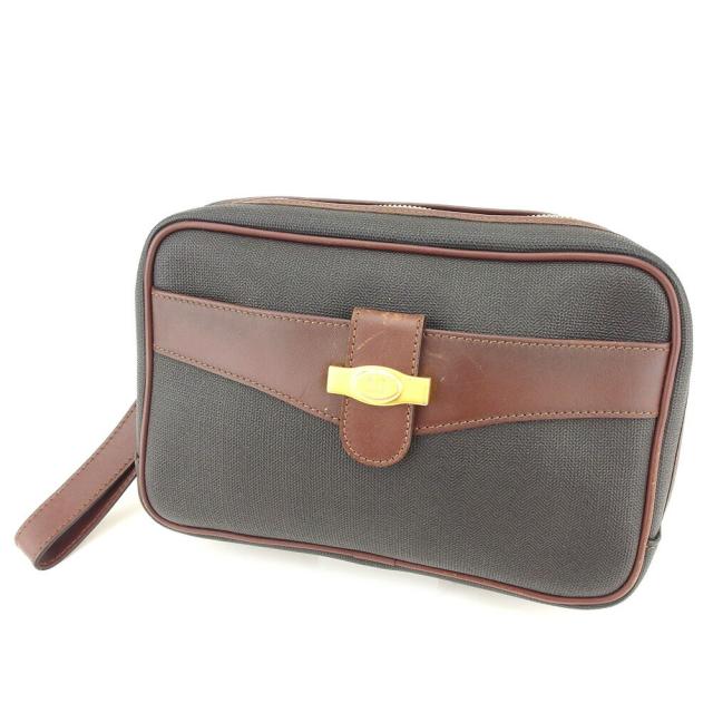 【BIGお買い物ラリー★30%OFFセール中】ダンヒル Dunhill クラッチバッグ ブラウン ブラック レディース 中古