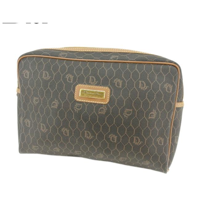 【BIGお買い物ラリー★30%OFFセール中】ディオール Dior クラッチバッグロゴ柄 オールドディオール ブラック ブラウン ゴールド レディース 中古