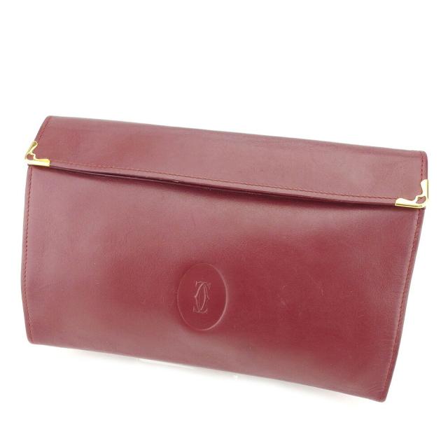 【BIGお買い物ラリー★30%OFFセール中】カルティエ CARTIER ポーチマストライン ボルドー ゴールド レディース 中古
