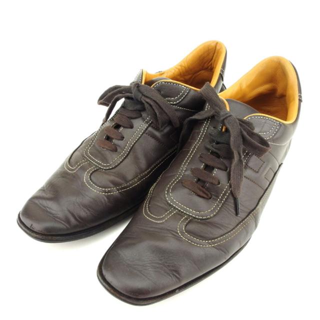 【BIGお買い物ラリー★30%OFFセール中】エルメス HERMES スニーカークイック ♯40ハーフ ローカット ブラウン ベージュ レディース 中古