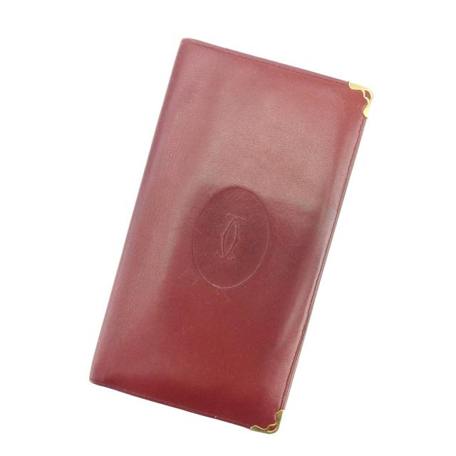 【BIGお買い物ラリー★30%OFFセール中】カルティエ CARTIER 札入れマストライン ボルドー レディース 中古