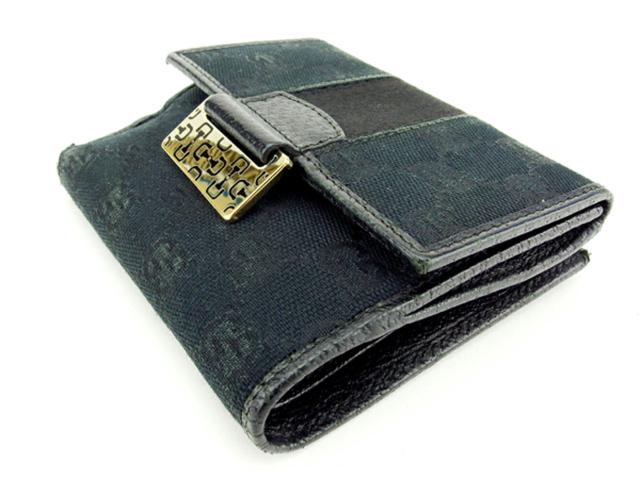 グッチ GUCCI 二つ折り財布GGキャンバス ホースビットプレート 