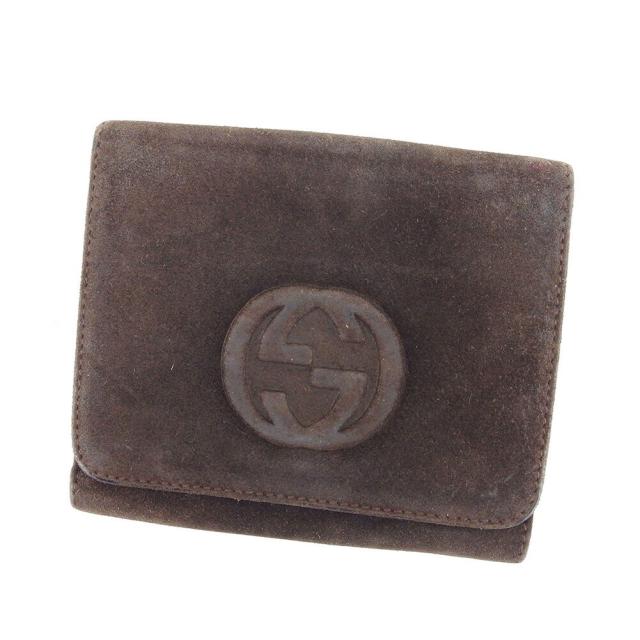 【BIGお買い物ラリー★30%OFFセール中】グッチ GUCCI 二つ折り財布ダブルG インターロッキングG ブラウン レディース 中古