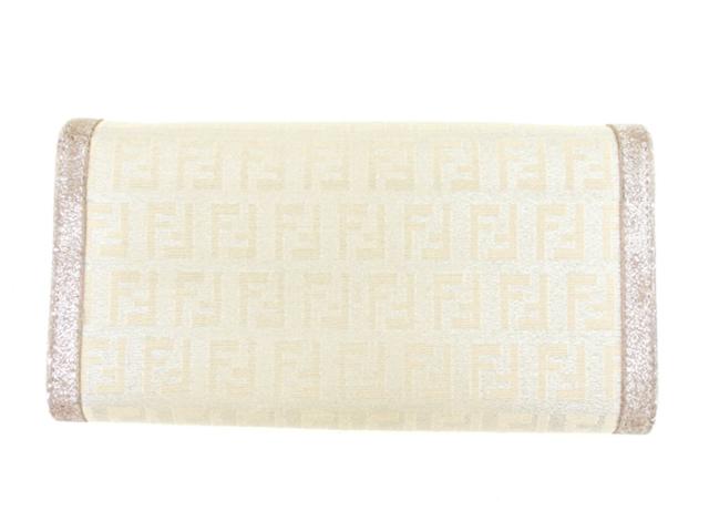 【30％OFF★週末タイムSALE】フェンディ FENDI 長財布ズッキーノ ピンク ベージュ レディース 中古_1