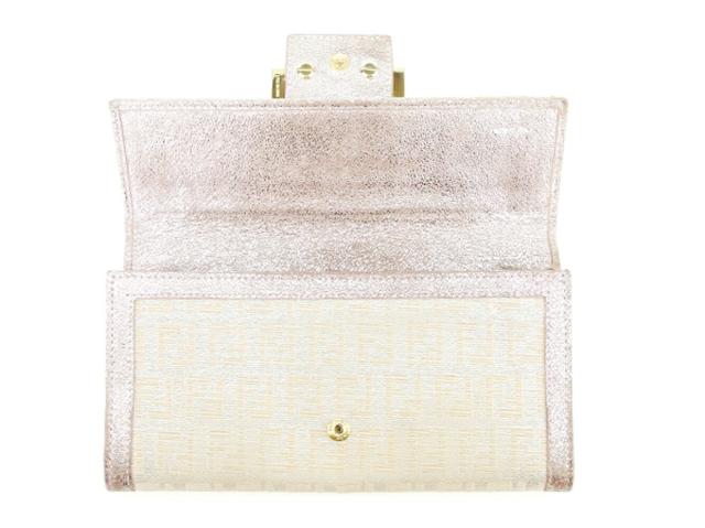 【30％OFF★週末タイムSALE】フェンディ FENDI 長財布ズッキーノ ピンク ベージュ レディース 中古_4