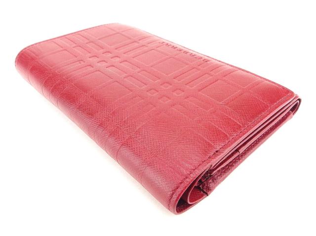 Burberry】バーバリー 財布 三つ折り財布 赤 バーバリー BURBERRY