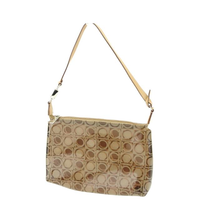 【X'masセール★30%OFF】サルヴァトーレフェラガモ Salvatore Ferragamo ハンドバッグガンチーニ柄 アクセサリーポーチ ベージュ ブラウン ゴールド レディース 中古