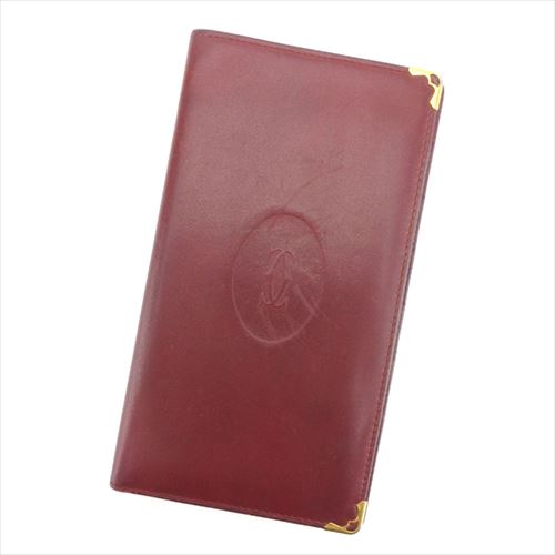 【X'masセール★30%OFF】カルティエ CARTIER 札入れマストライン ボルドー レディース 中古