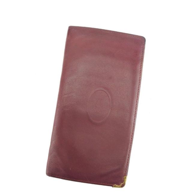 【BIGお買い物ラリー★30%OFFセール中】カルティエ CARTIER 札入れマストライン ボルドー レディース 中古