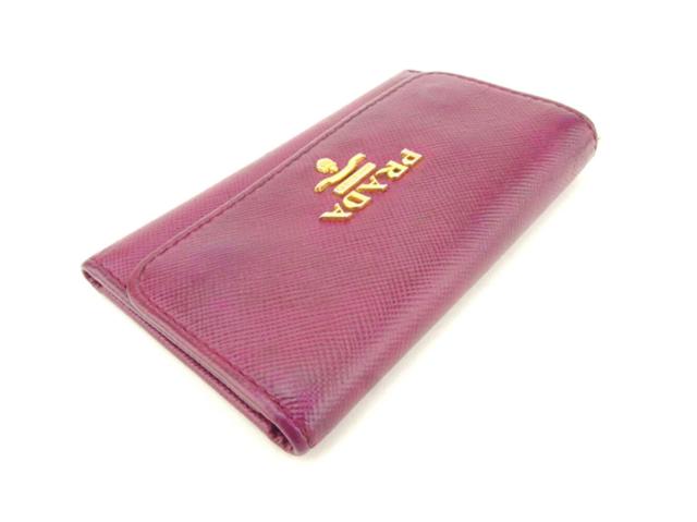 プラダ PRADA キーケースロゴ パープル ゴールド レディース 中古_3