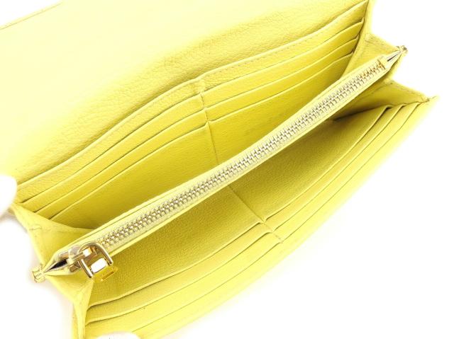 【週末タイムSALE★30%OFF】ミュウミュウ MIUMIU 長財布ロゴ イエロー ゴールド レディース 中古