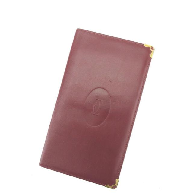 カルティエ CARTIER 札入れ マストライン ボルドー ゴールド レディース 中古