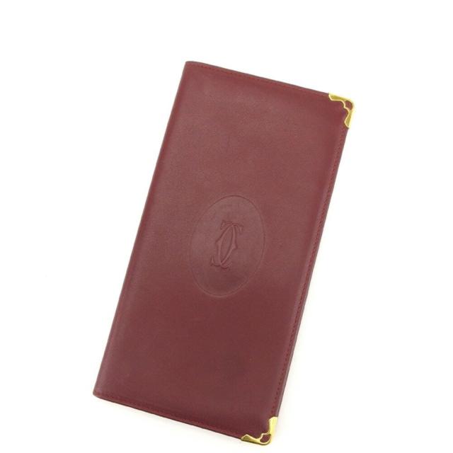 【X'masセール★30%OFF】カルティエ CARTIER 札入れマストライン ボルドー ゴールド レディース 中古