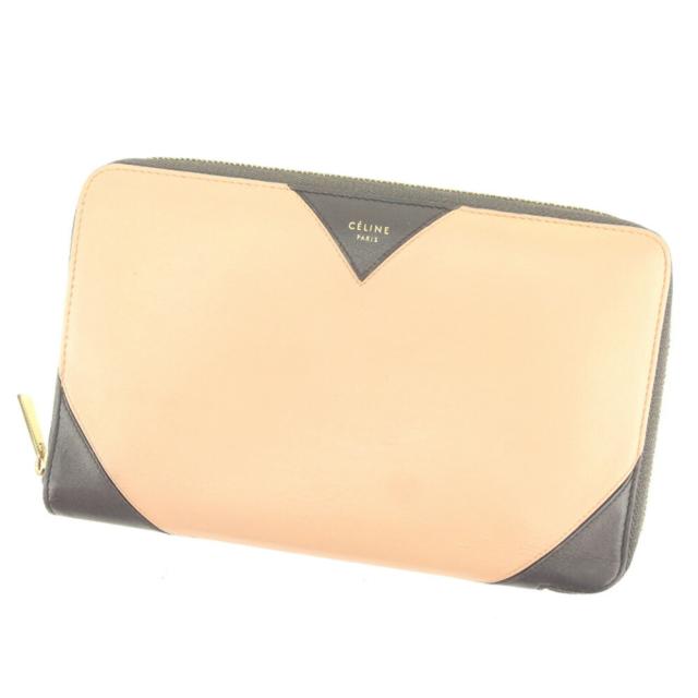 【X'masセール★30%OFF】セリーヌ CELINE 長財布バイカラー ピンク ベージュ ブラウン ゴールド レディース 中古