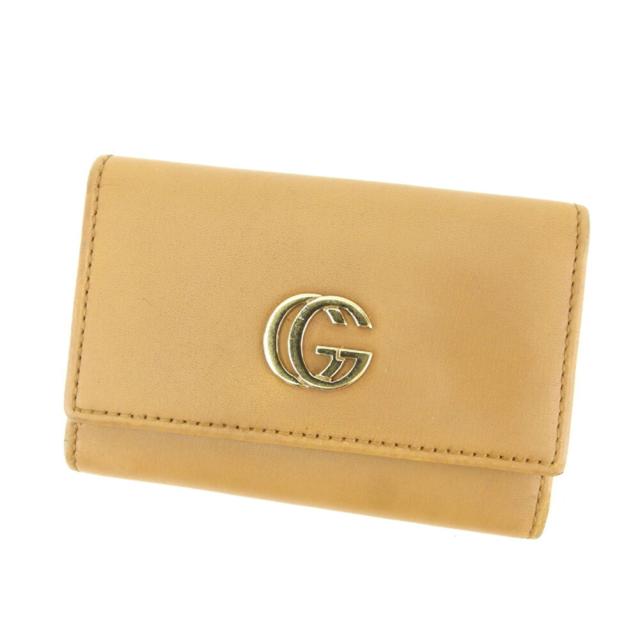 【BIGお買い物ラリー★30%OFFセール中】グッチ GUCCI キーケースダブルG ベージュ ゴールド レディース 中古