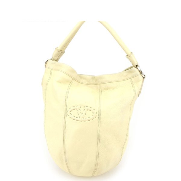 【X'masセール★30%OFF】ヴァレンティノ・ガラヴァーニ Valentino Garavani ハンドバッグVマーク ベージュ ブラウン シルバー レディース 中古
