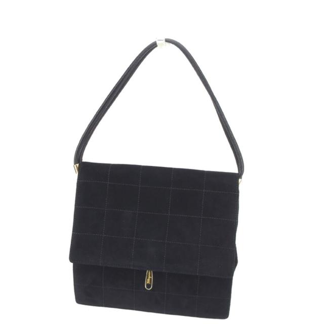 【BIGお買い物ラリー★30%OFFセール中】サルヴァトーレフェラガモ Salvatore Ferragamo ショルダーバッグステッチ ブラック ゴールド レディース 中古