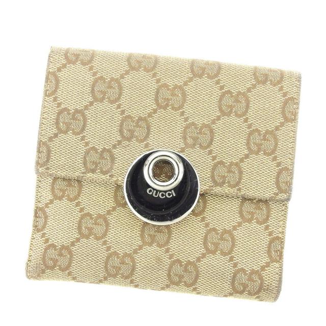 【BIGお買い物ラリー★30%OFFセール中】グッチ GUCCI 二つ折り財布GG柄 ブラウン ベージュ レディース 中古