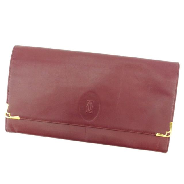 【BIGお買い物ラリー★30%OFFセール中】カルティエ CARTIER クラッチバッグマストライン ボルドー ゴールド レディース 中古