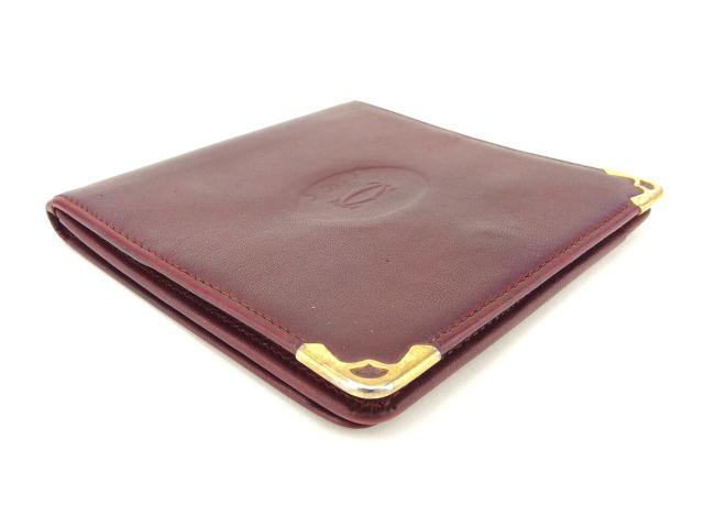 新品未使用　箱付き　Cartier カルティエ　折り財布　マストライン　ボルドー カルティエ 二つ折り財布 マストライン ボルドー ゴールド金具 美品