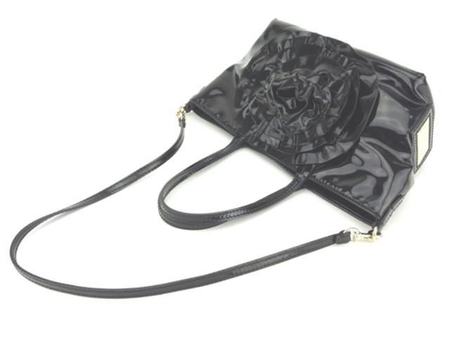 【30％OFF★週末タイムセール】ヴァレンティノ・ガラヴァーニ Valentino Garavani トートバッグフラワーモチーフ ブラック レディース 中古_3