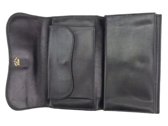 グッチ GUCCI 三つ折り財布 ホースビット ブラック レディース 中古