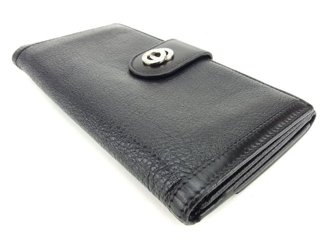 ブルガリ ドッピオトンド ブラック レザー がま口財布 二つ折り財布 71013 ブルガリ ドッピオトンド ブラック レザー がま口財布 二つ折り財布